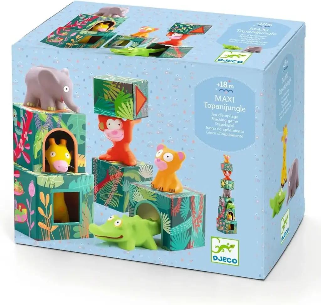 Djeco Maxi Topanijungle Stacking Cubes Toy | Fantasy Party